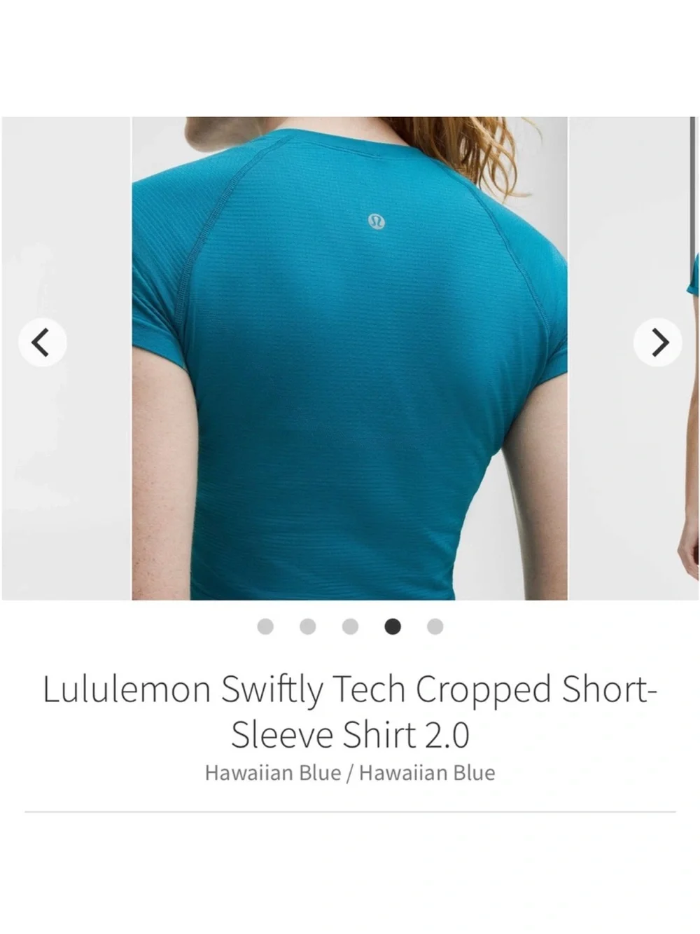 Lululemon Swiftly Tech Cropped Short Sleeve Shirt 2.0 Hawaiian Blue Sz 6